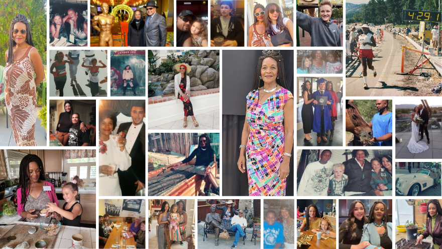 A collage of Maggie Braun and her family throughout the years.