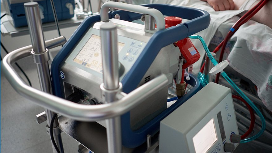 Closeup oxygenator of ECMO