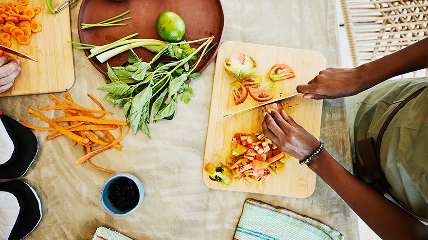 Couple making health food