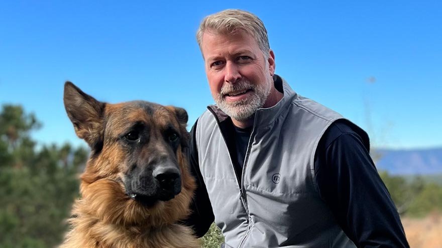 Dr. Brian Erling with this dog
