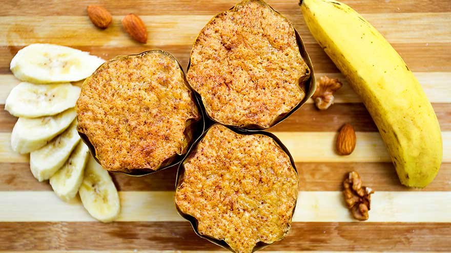 Banana muffins on cutting board