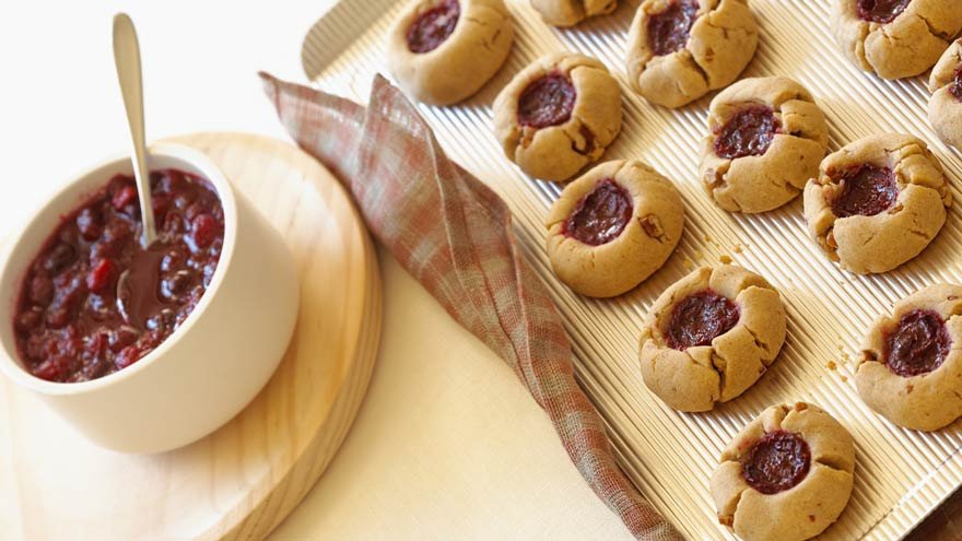 Cookies fresh out of the oven on a sheet pan