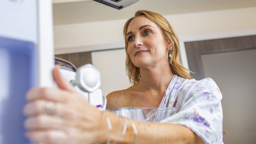 Woman getting a mammogram at Renown Health imaging