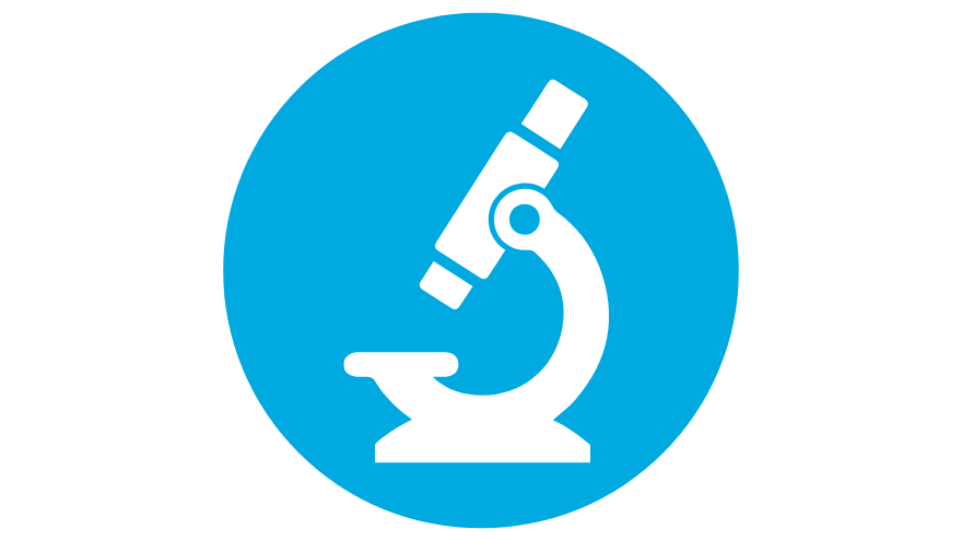 Informed Consent Icon, microscope in blue circle