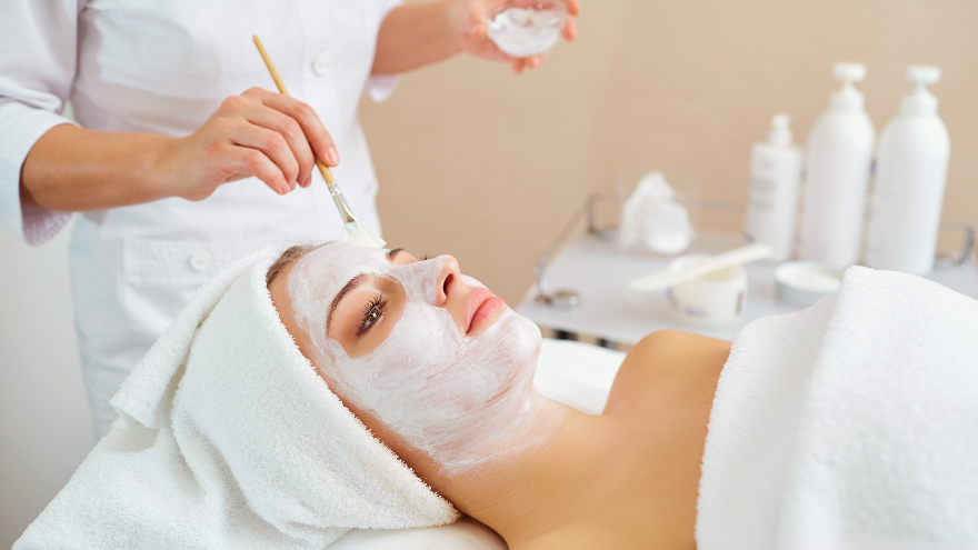 Woman enjoying a facial treatment