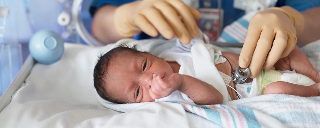 Premature baby in an incubator