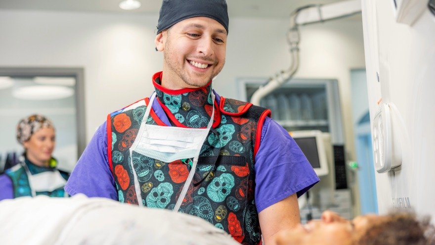 IR Technician with patient at Renown