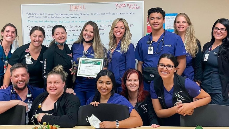 Medical-surgical nurses at Renown Health pose for a group photo.