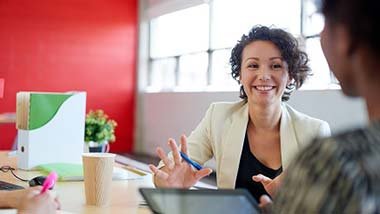 Career counselor with employee