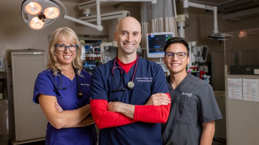 Renown ER team members providing emergency care smile