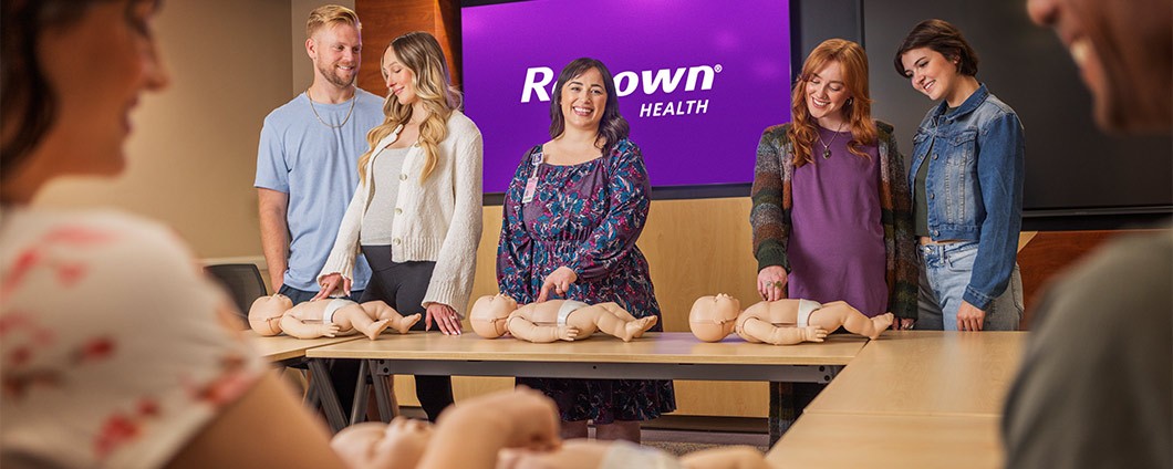 Expecting parents taking a class at Renown Health