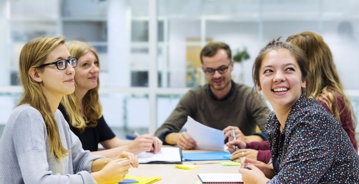 A team collaborating in a workshop