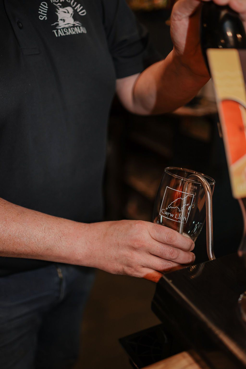 Pulling a fresh pint at the bar
