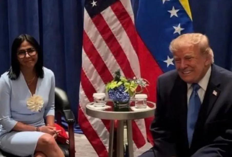 Delcy Rodríguez y Donald Trump.