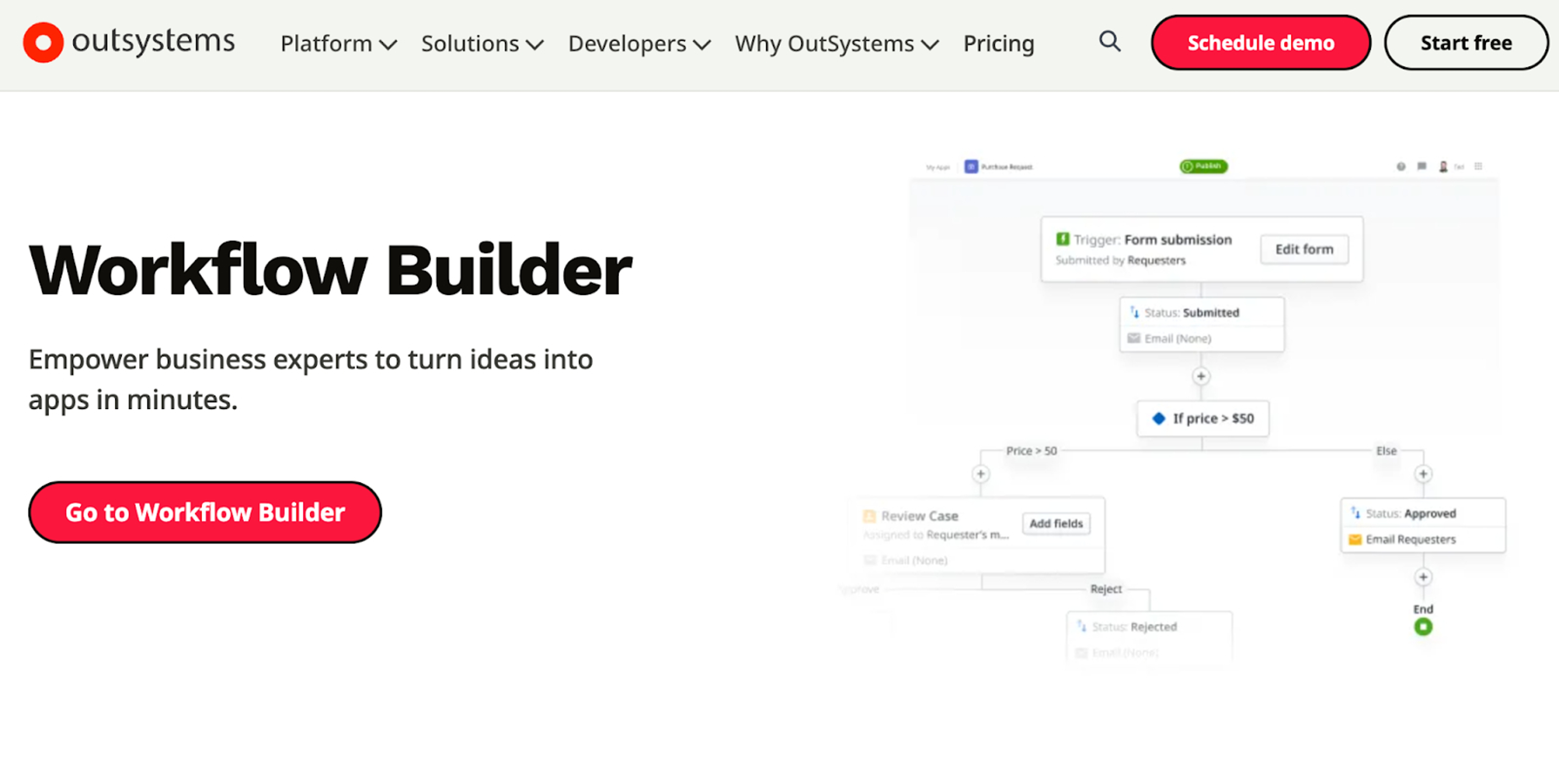 Outsystems landing page