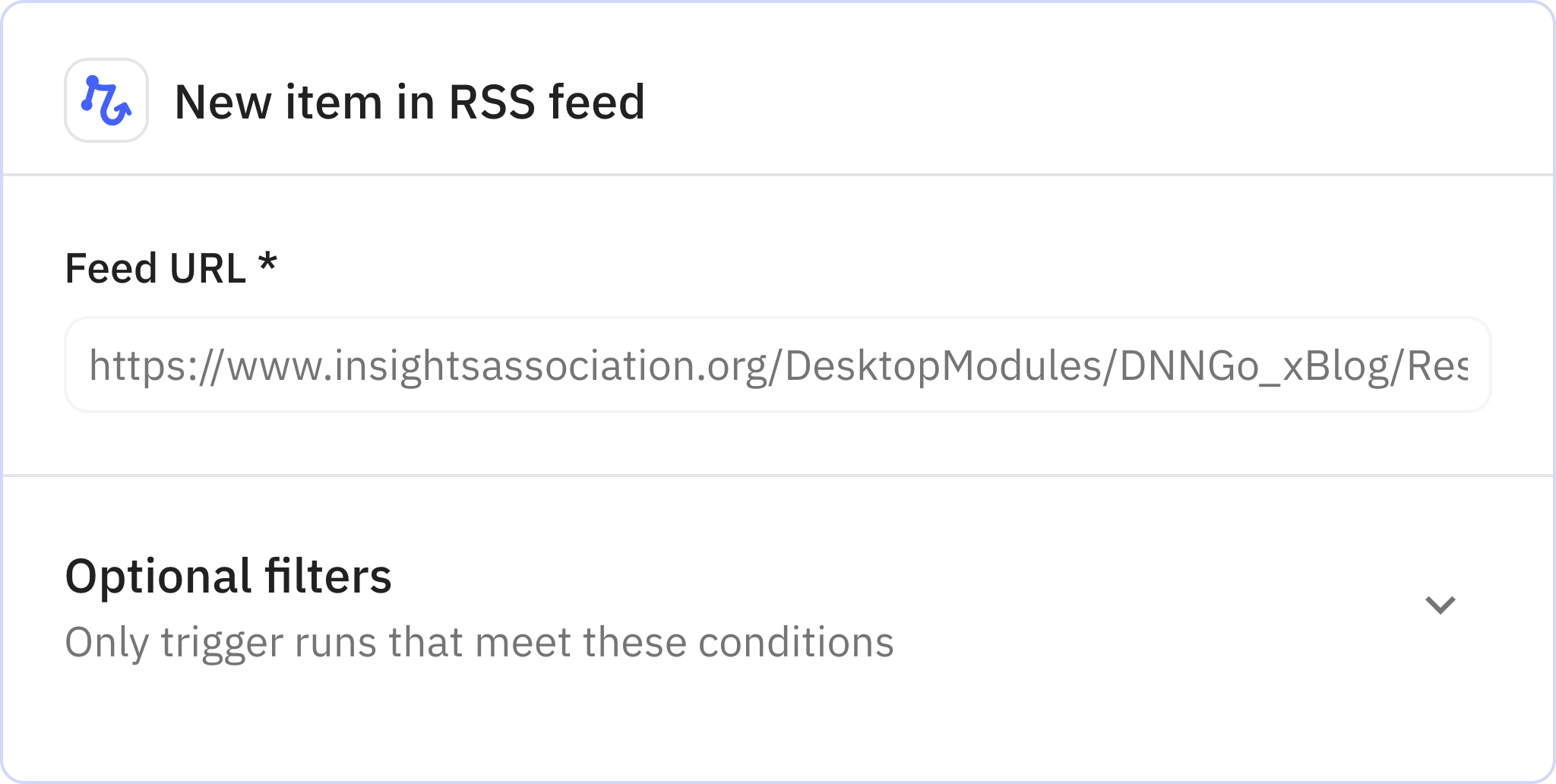 Relay.app screenshot of: New item in RSS feed