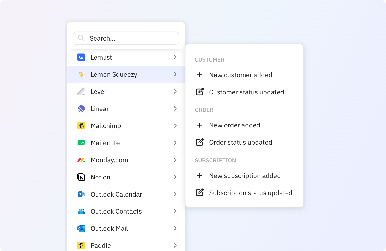 Use Relay.app's Lemon Squeezy integrations to trigger actions across your apps