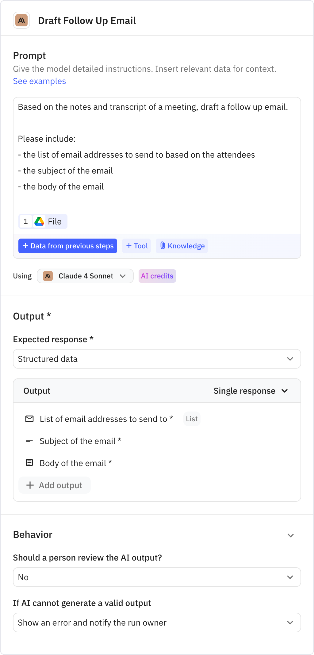 Relay.app screenshot of: Draft Follow Up Email