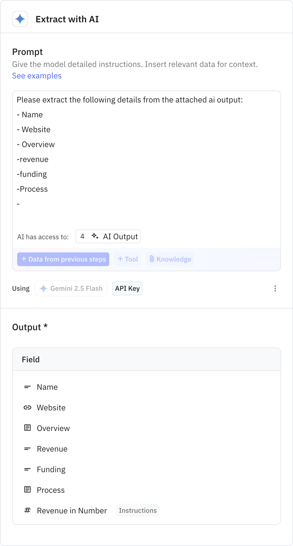 Relay.app screenshot of: Extract with AI