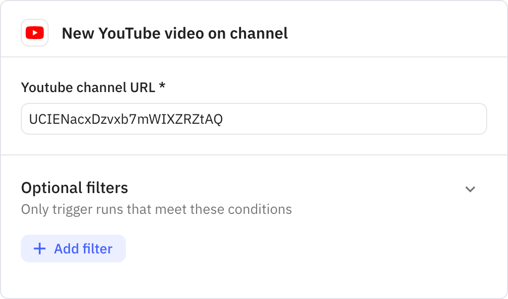 Relay.app screenshot of: New YouTube video on channel