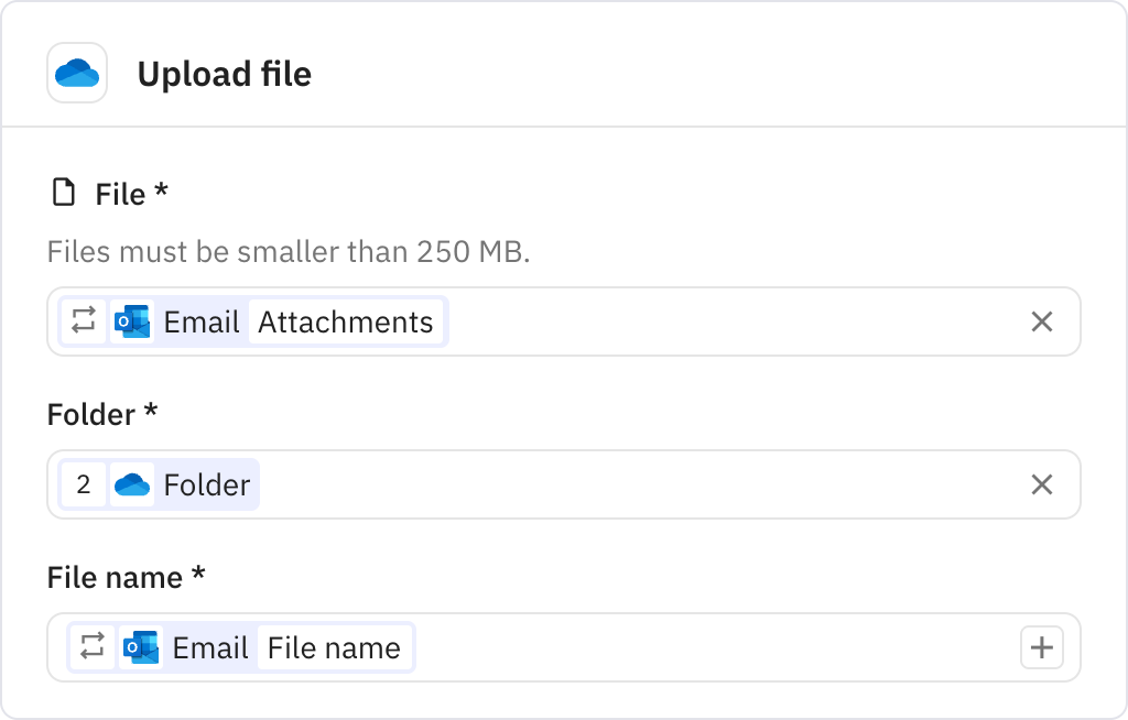 Relay.app screenshot of: Upload file