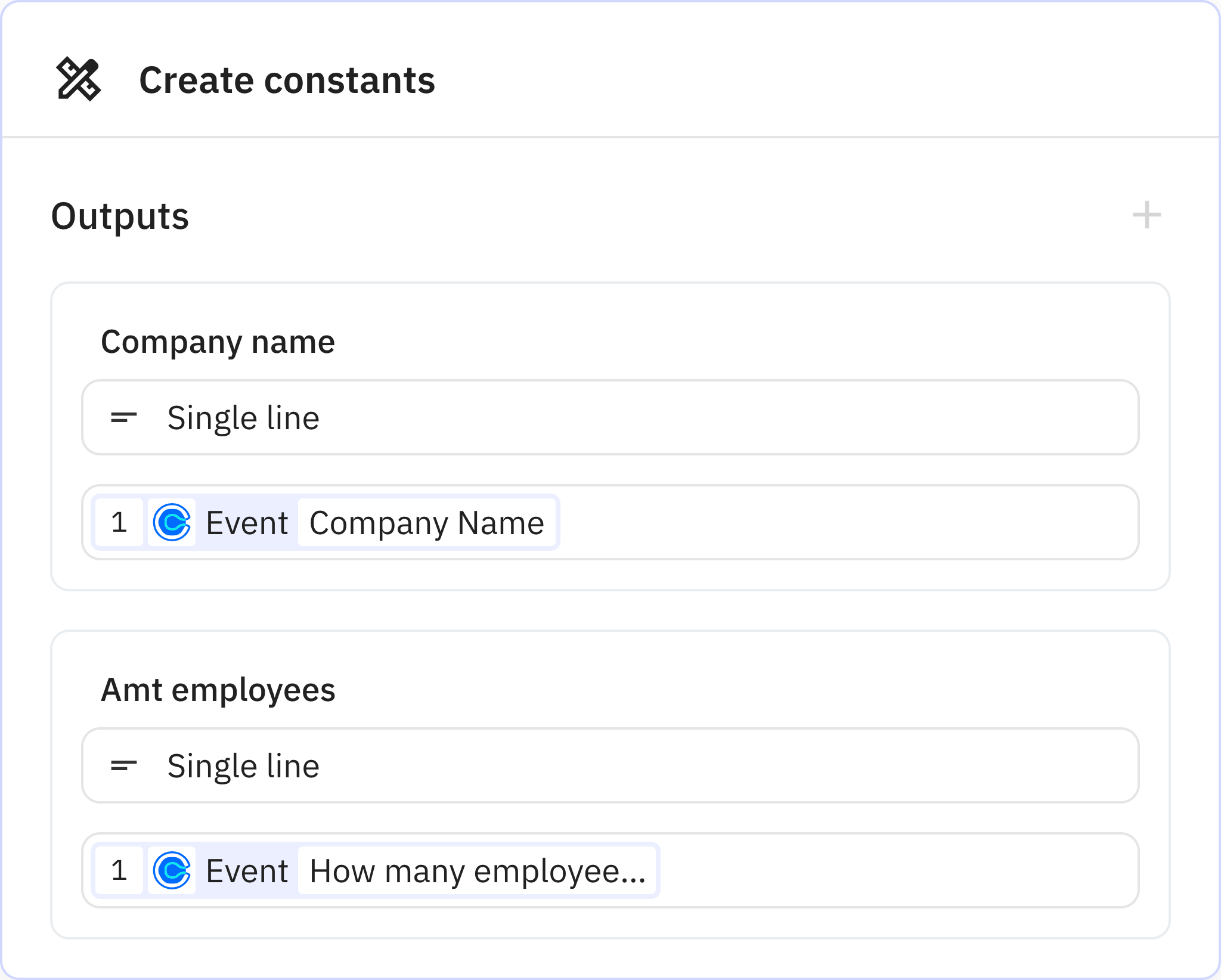 Relay.app screenshot of: Create constants