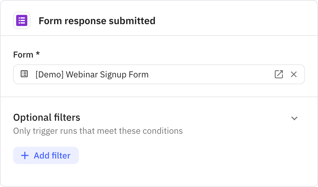 Relay.app screenshot of: Form response submitted