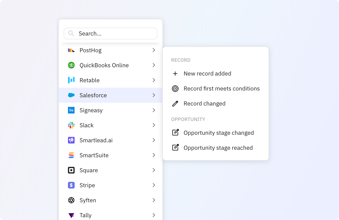 Use Relay.app's Salesforce integrations to trigger actions across your apps