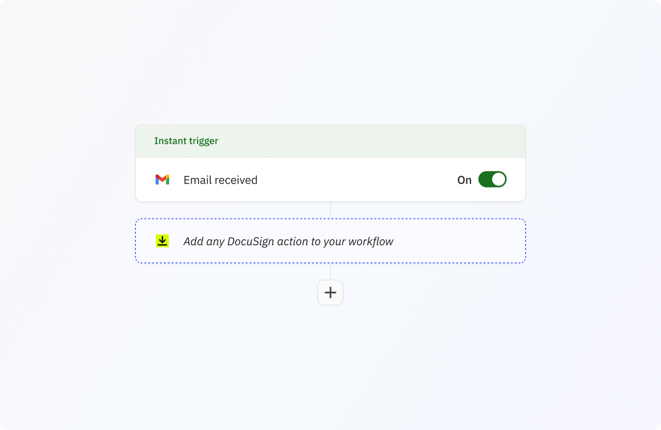 Preview of Add any DocuSign action to your workflow.