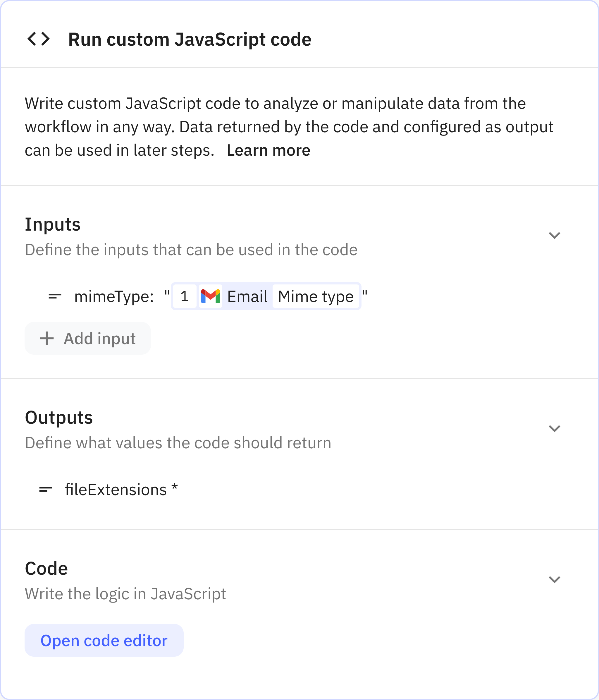 Relay.app screenshot of: Run custom JavaScript code