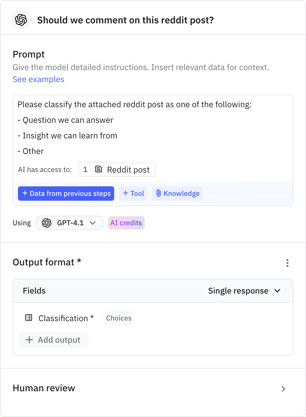 Relay.app screenshot of: Should we comment on this reddit post?