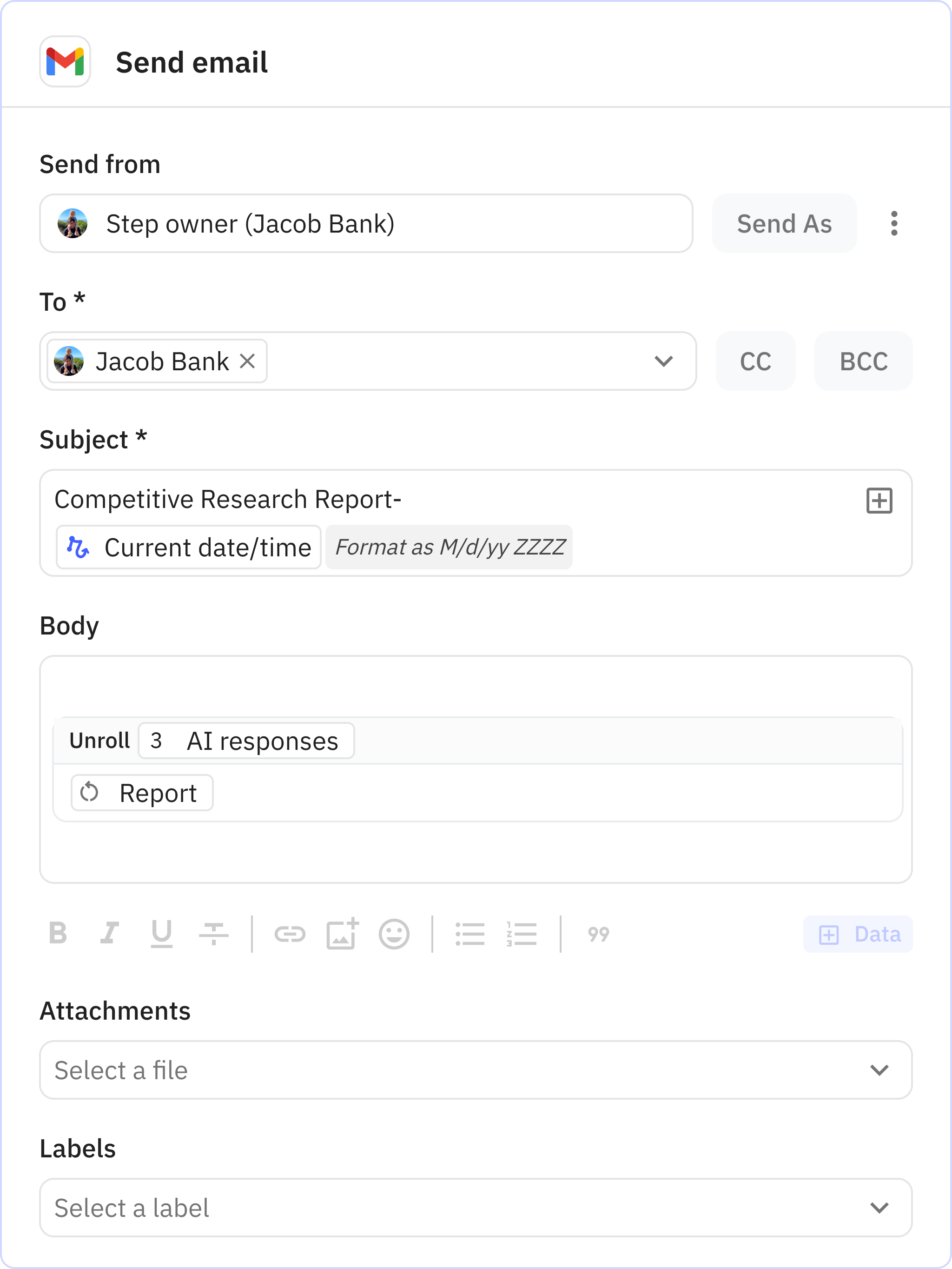 Relay.app screenshot of: Send email