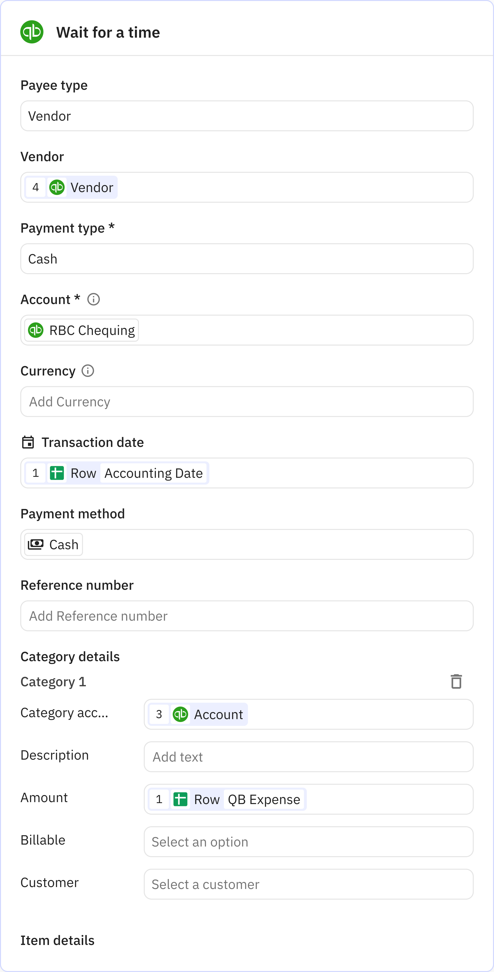 Relay.app screenshot of: Step 5: Create expense