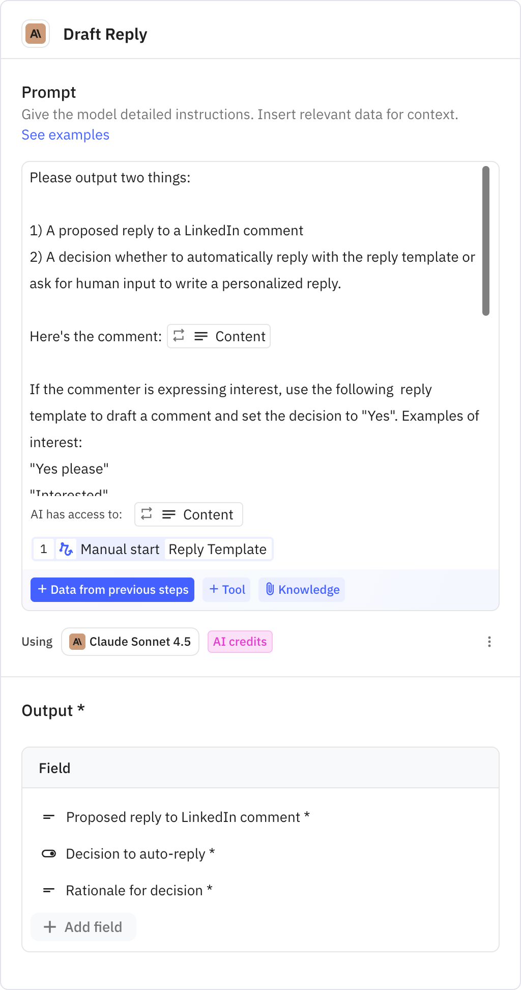 Relay.app screenshot of: Draft Reply
