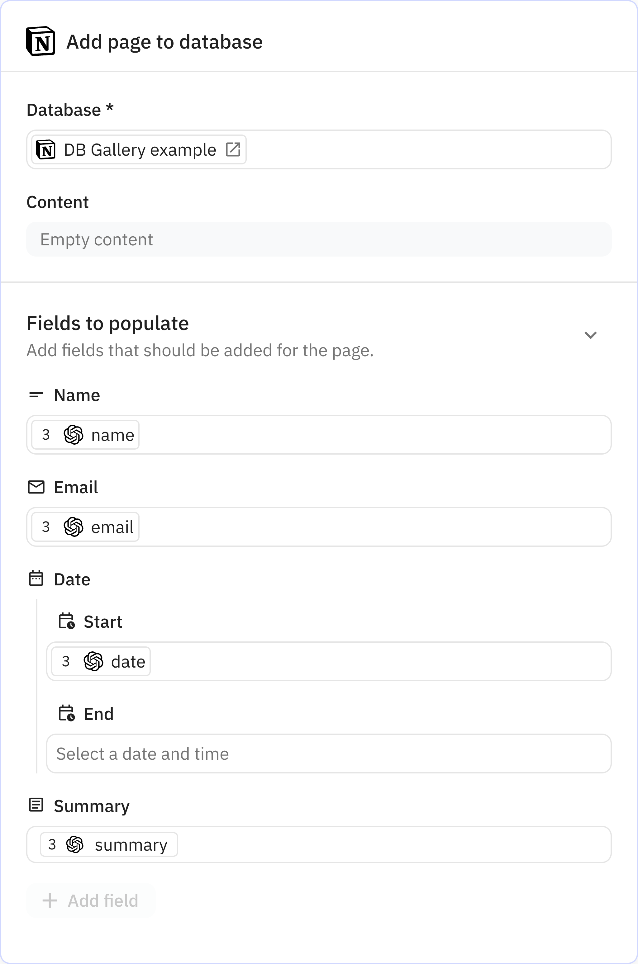 Relay.app screenshot of: Add page to database