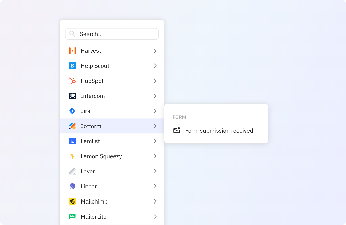 Use Relay.app's Jotform integrations to trigger actions across your apps