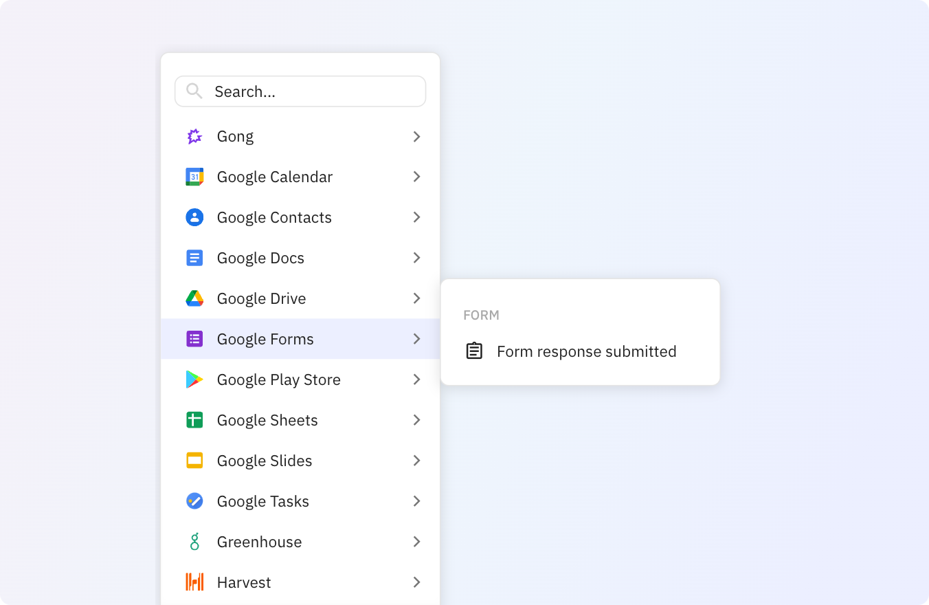 Preview of Use Relay.app's Google Forms integration to trigger actions across your apps