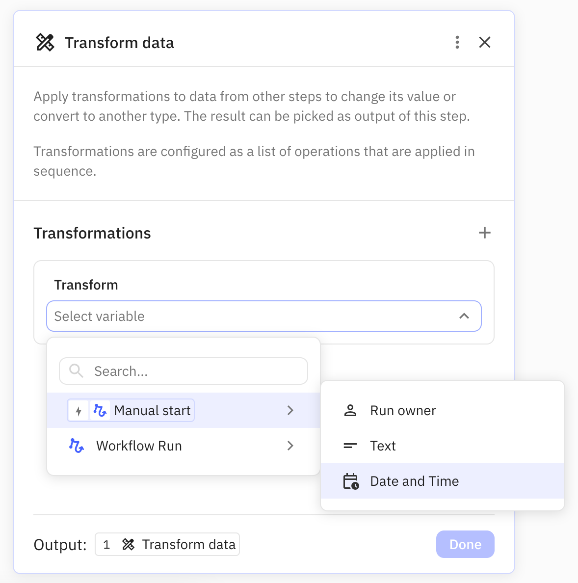 Select the variable you want to transform