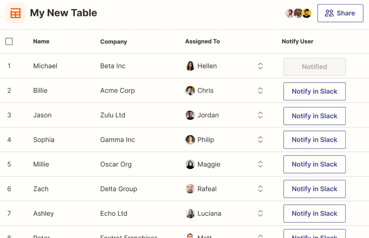 Zapier tables