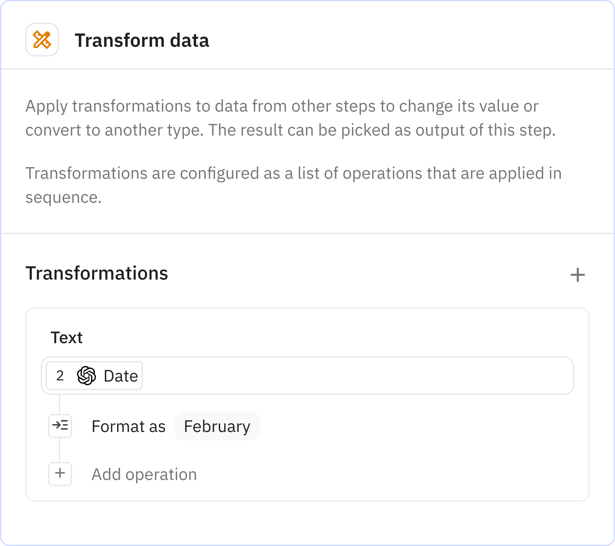 Relay.app screenshot of: Transform data