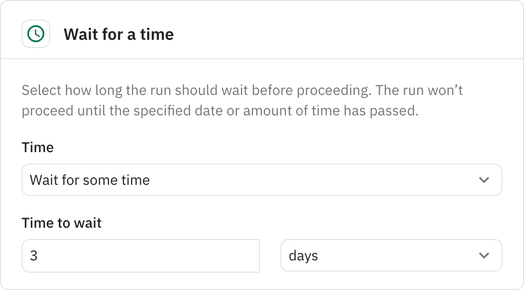 Relay.app screenshot of: Wait for a time