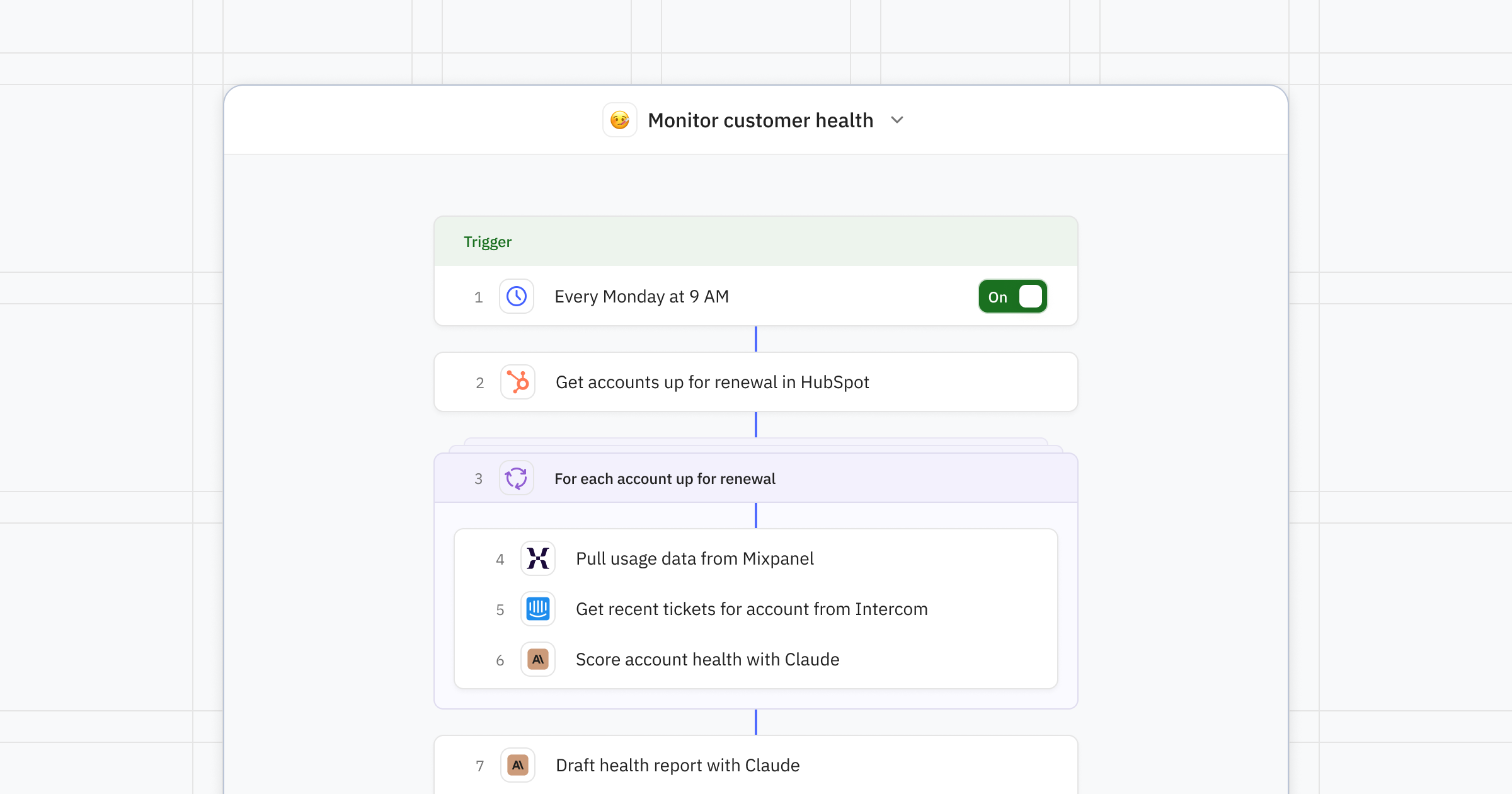 Relay.app agent monitoring customer health