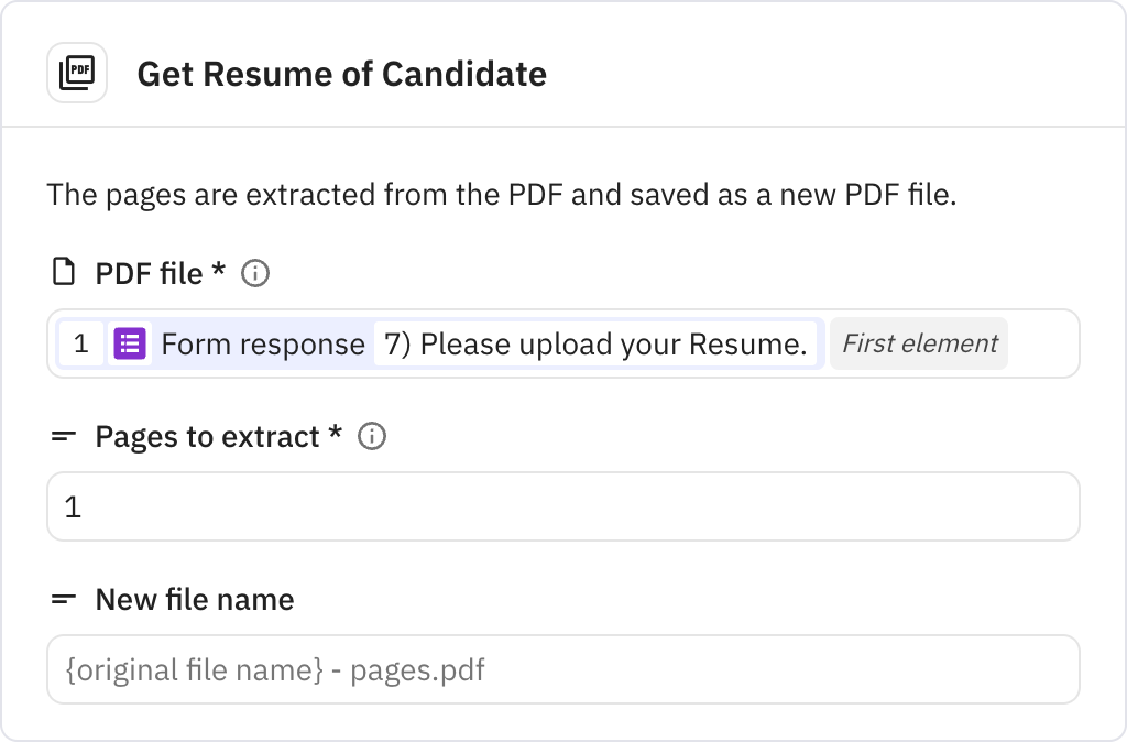 Relay.app screenshot of: Get Resume of Candidate