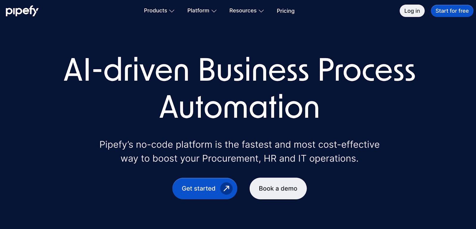 screenshot of Pipefy's website