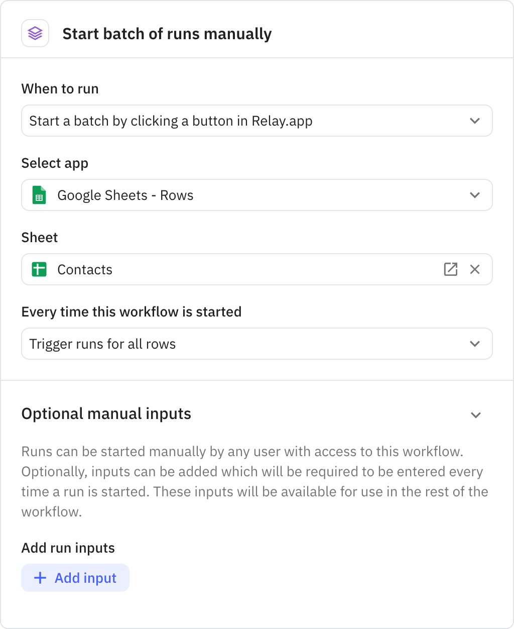 Relay.app screenshot of: Trigger