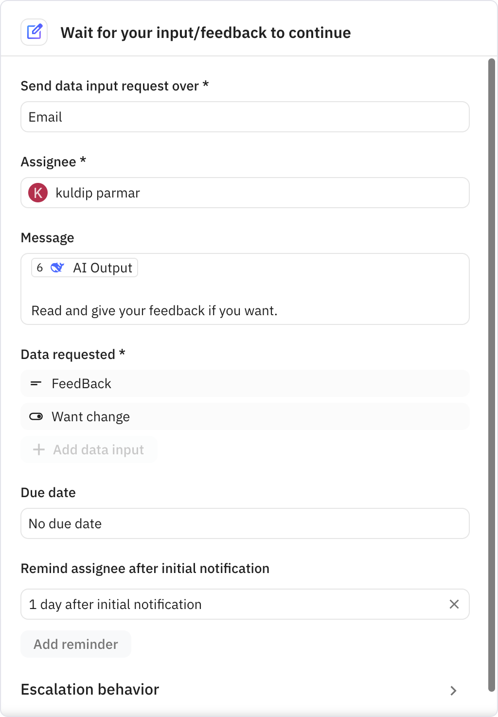 Relay.app screenshot of: Wait for your input/feedback to continue