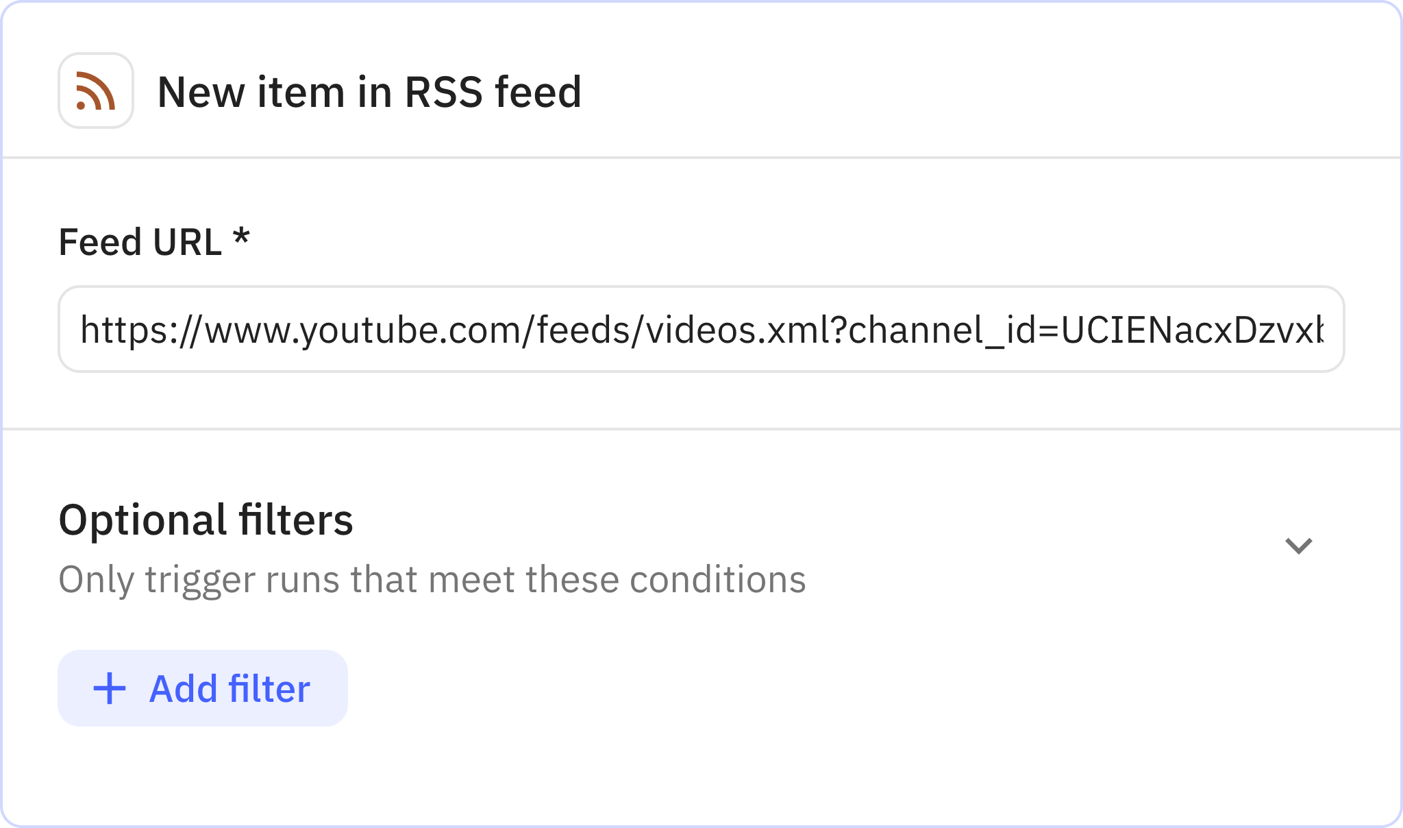 Relay.app screenshot of: New item in RSS feed