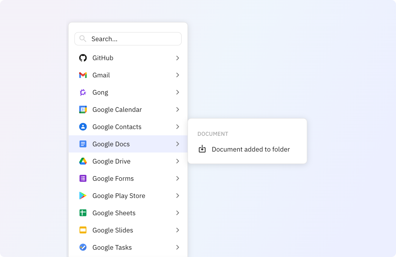 Preview of Use Relay.app's Google Docs integration to trigger actions across your apps