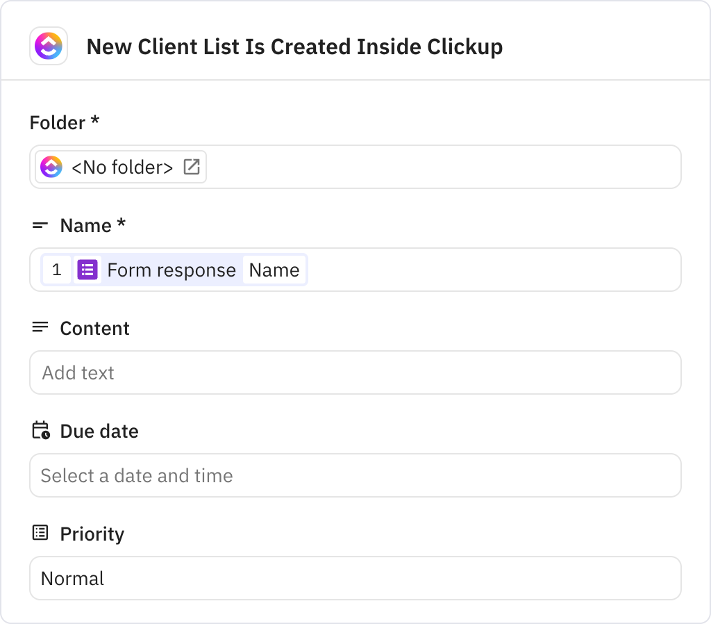 Relay.app screenshot of: New Client List Is Created Inside Clickup