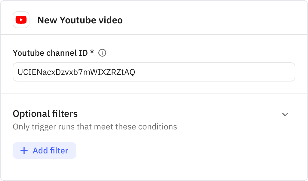 Relay.app screenshot of: New Youtube video